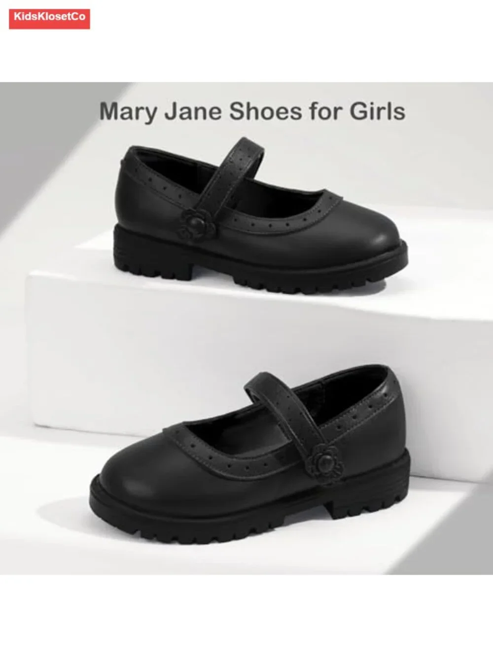 Girls Mary Jane Dress Shoes Platform Flats Round Toe School Uniform Shoes